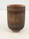 Turned wooden bowl carved and dyed 