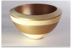 Turned wooden bowl painted with metallic acrylics