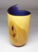Curved rim wooden vase painted interior