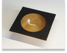 Turned yellowwood bowl stained rim